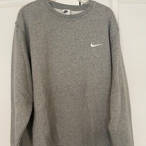 Nike Sportswear Club Fleece Men's Crew, Size 2XL, Color Grey Heather/White